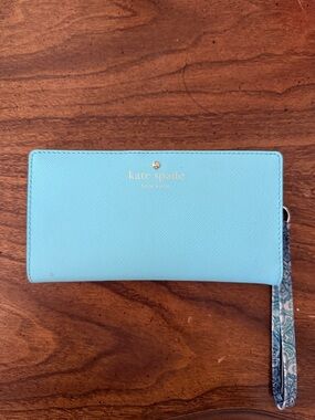 kate spade Sky Blue Saffiano Zip Wallet Wristlet